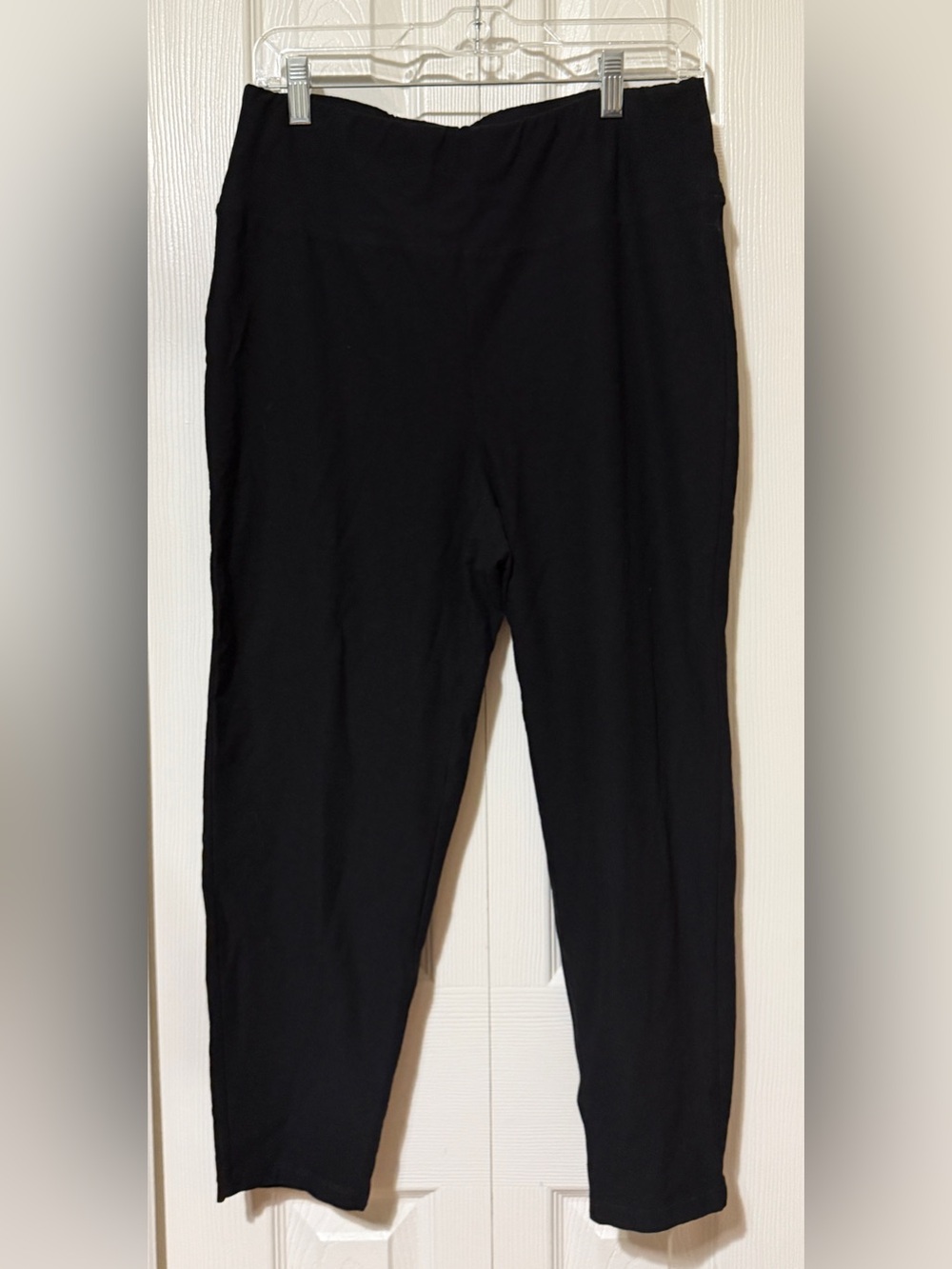 Eileen Fisher Black Tencel Cropped Pull-On Tapered Pants Women's Size Large